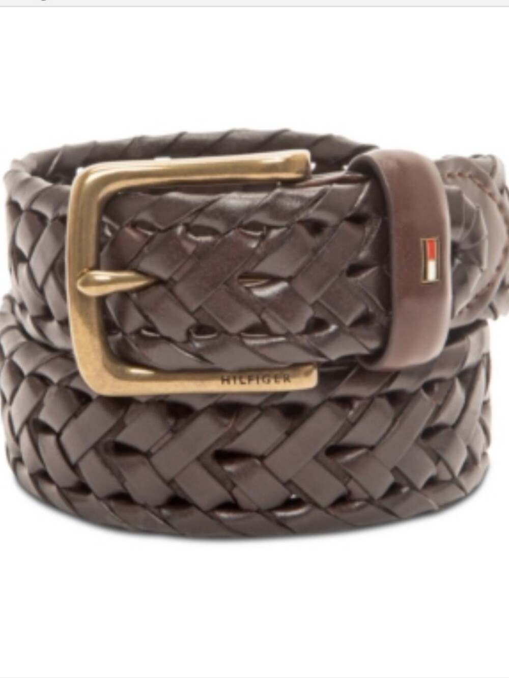 Tommy Hilfiger Genuine Leather Men's Woven Belt Size M (34-36) Brown NWT